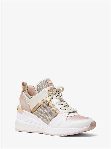 michael michael kors georgie leather and chain mesh trainer|Michael michael kors georgie trainer + FREE SHIPPING.